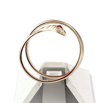 Bague serpent d'occasion or 750 rose pierre synthétique