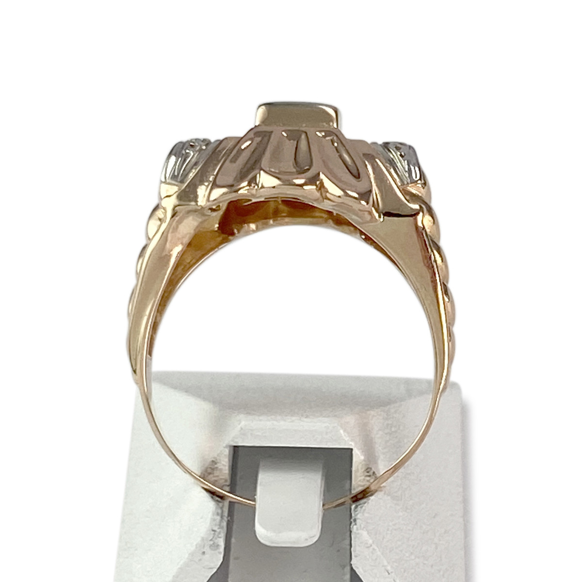Bague d'occasion or 750 jaune 2tons pierres blanches - vue 3