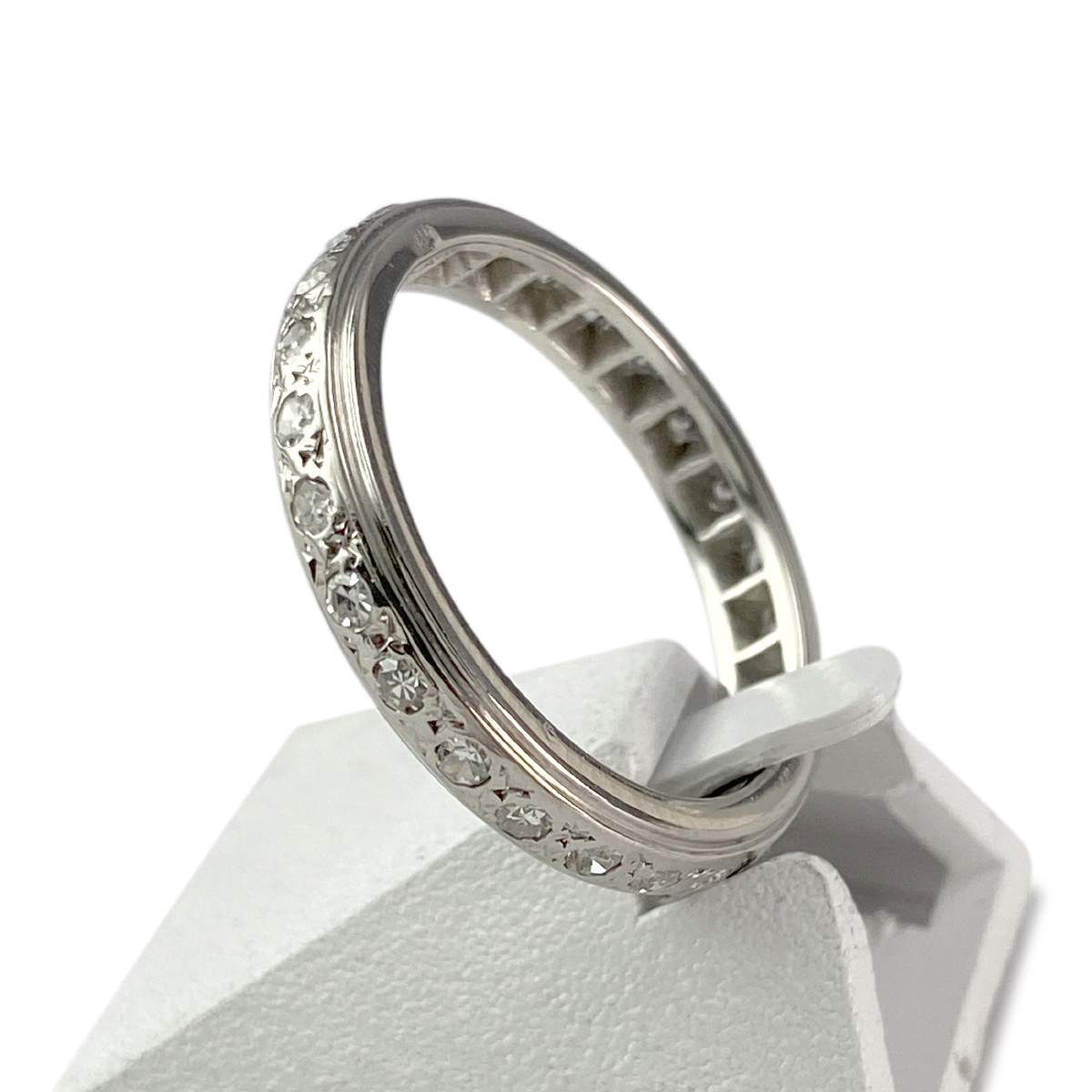 Bague d'occasion tour complet or 750 blanc diamants - vue 2