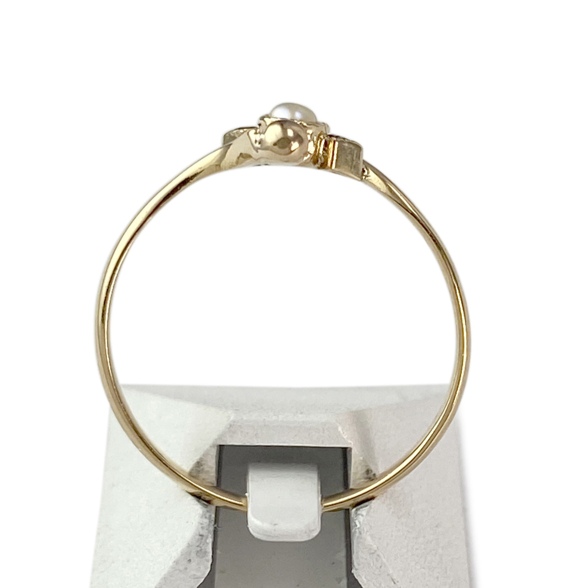 Bague d'occasion or 750 jaune perles de culture et pierres vertes - vue 3