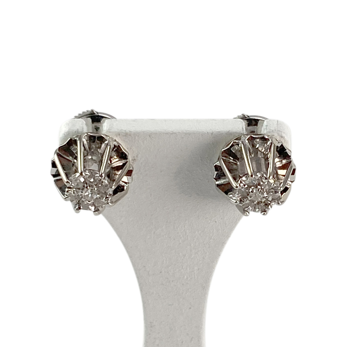 Boucles d'oreilles d'occasion or 750 blanc diamants
