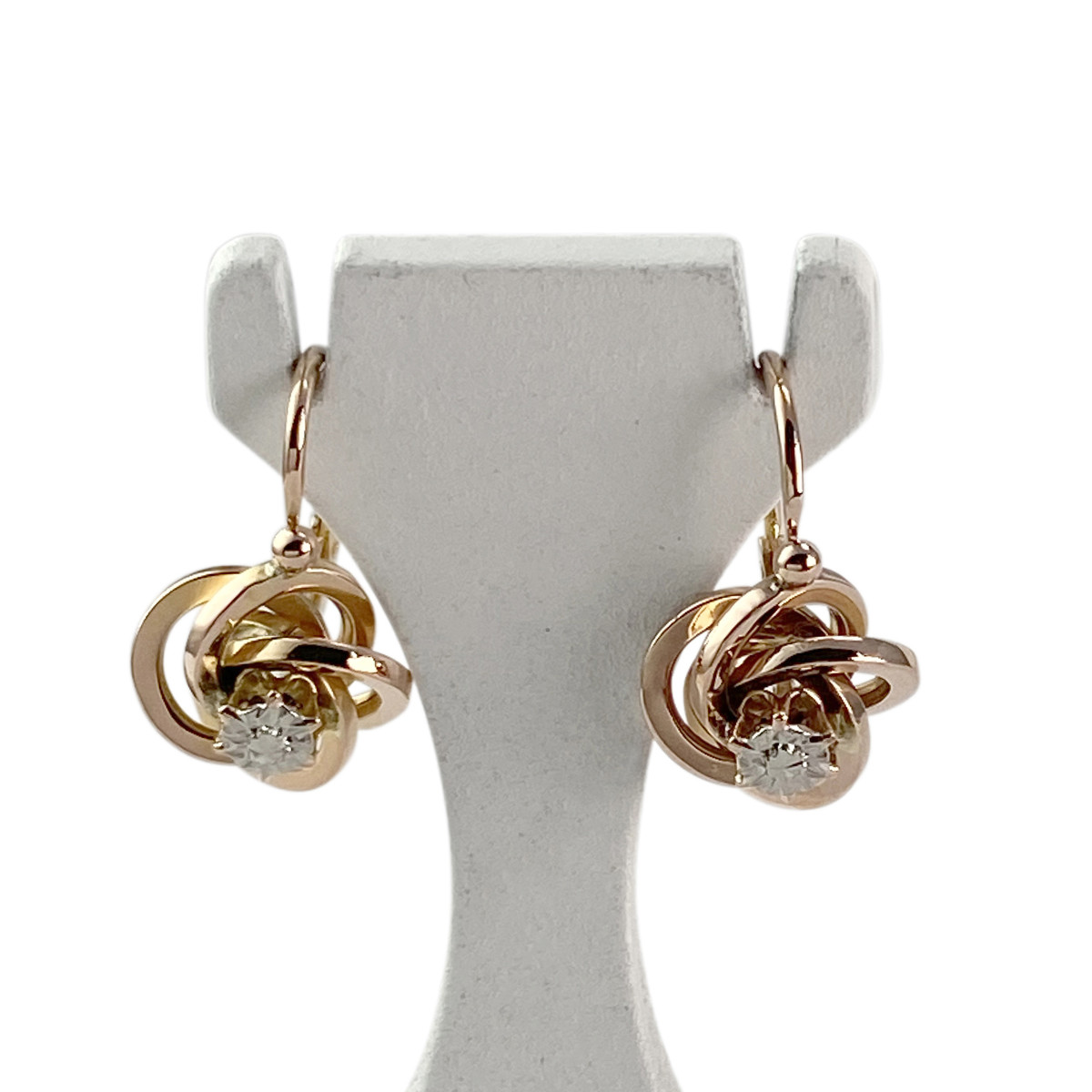 Boucles d'oreilles d'occasion or 750 2 tons