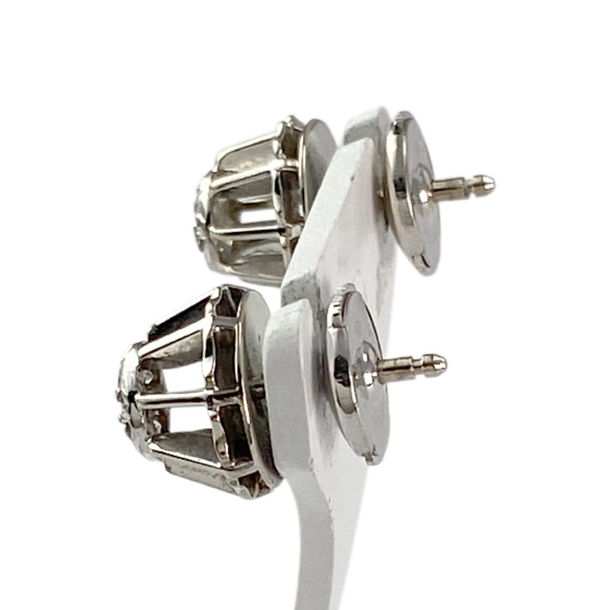 Boucles d'oreilles d'occasion or 750 blanc diamants - vue 2