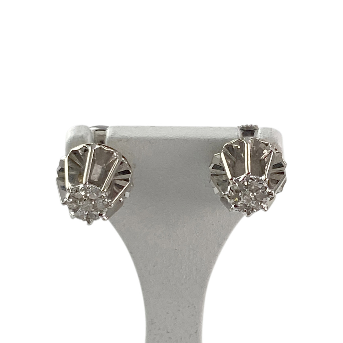 Boucles d'oreilles d'occasion or 750 blanc diamants