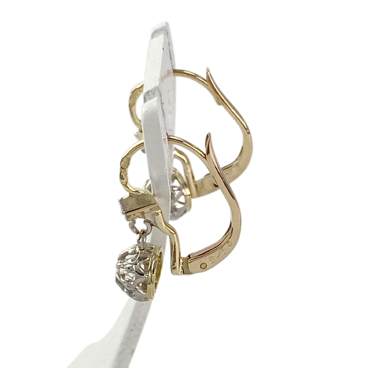 Boucles d'oreilles d'occasion 2ors 750 diamants - vue 2