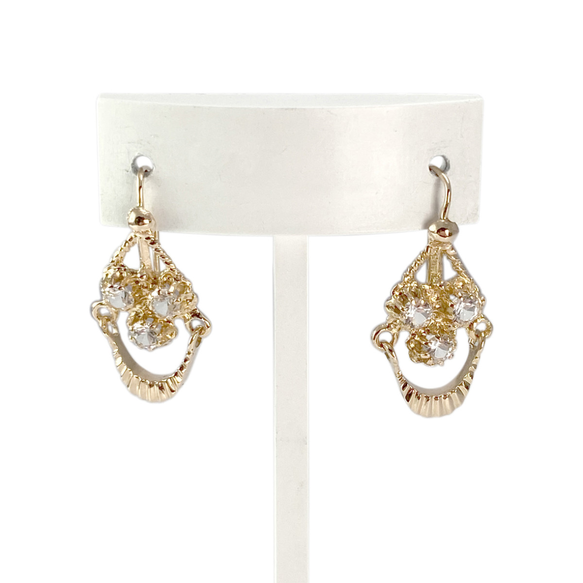 Boucles d'oreilles d'occasion or 750 jaune spinelles synthétiques