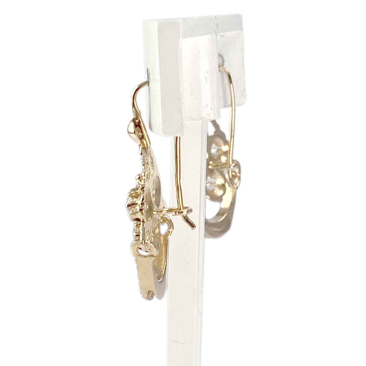 Boucles d'oreilles d'occasion or 750 jaune spinelles synthétiques - vue 2
