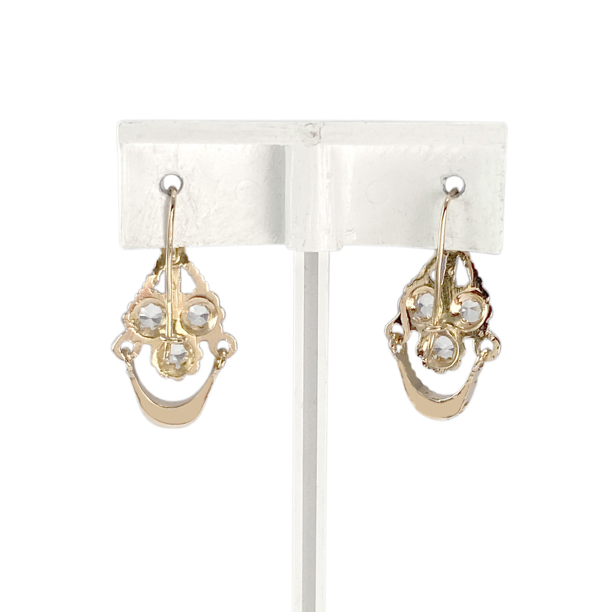 Boucles d'oreilles d'occasion or 750 jaune spinelles synthétiques - vue 3