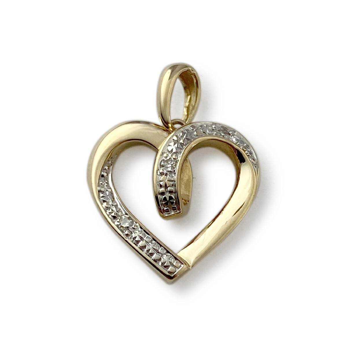 Pendentif coeur d'occasion or 750 2 tons diamants