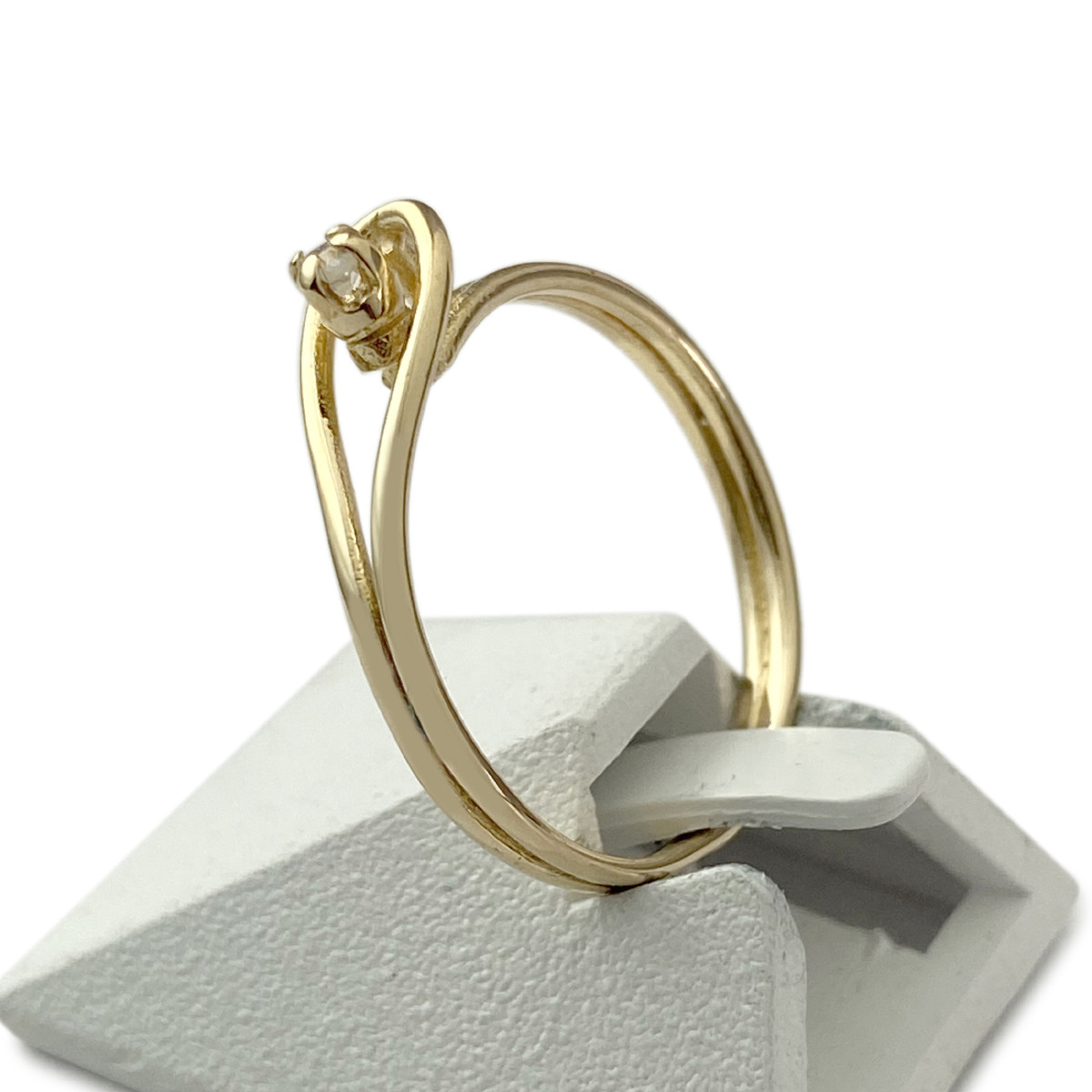 Solitaire d'occasion or 750 jaune diamant - vue 2