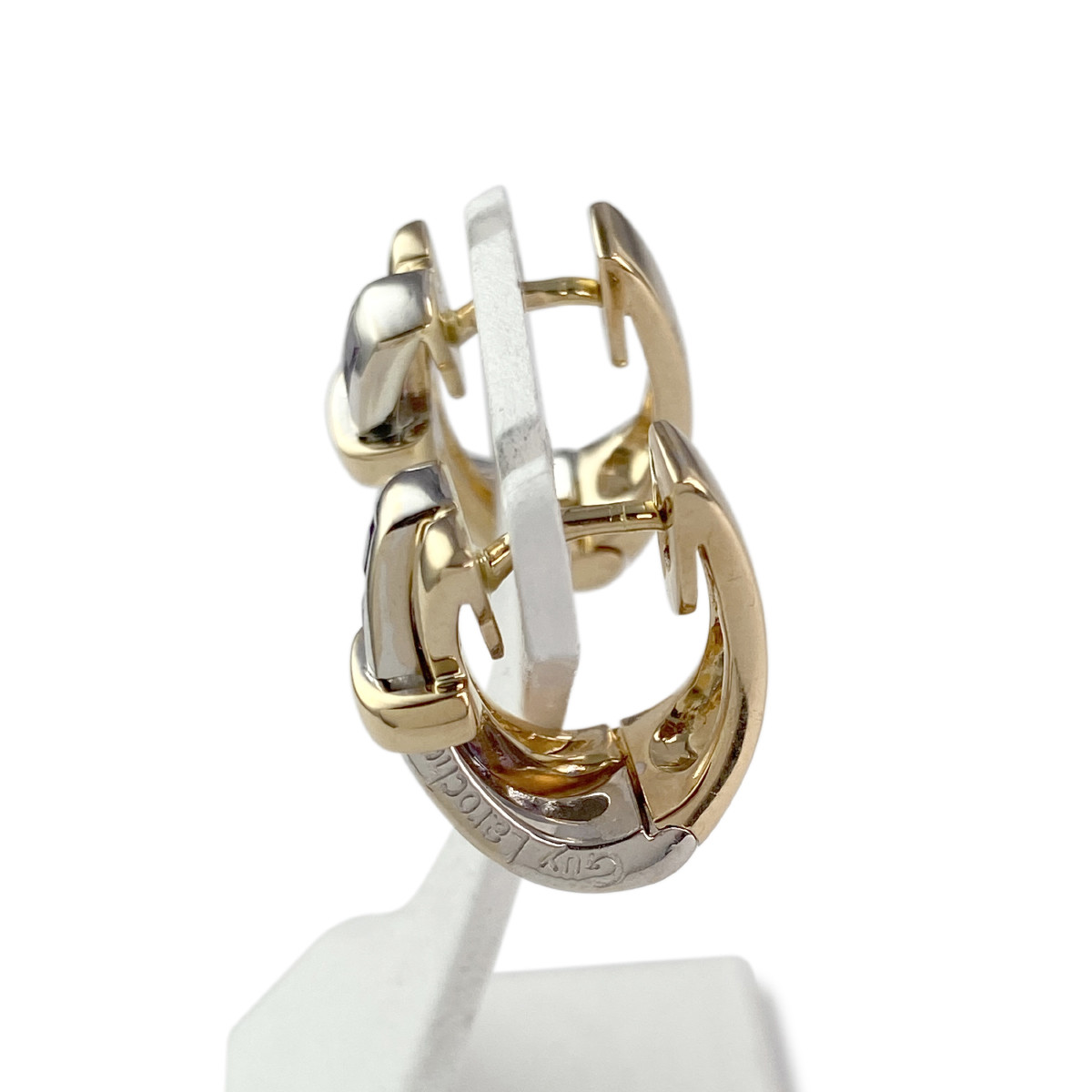 Boucles d'oreilles Guy Laroche d'occasion or 750 2 tons améthystes - vue 2