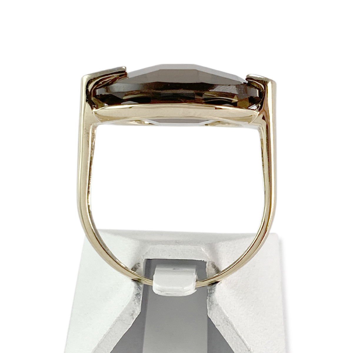 Bague d'occasion or 375 2 tons quartz fumé diamants - vue 3