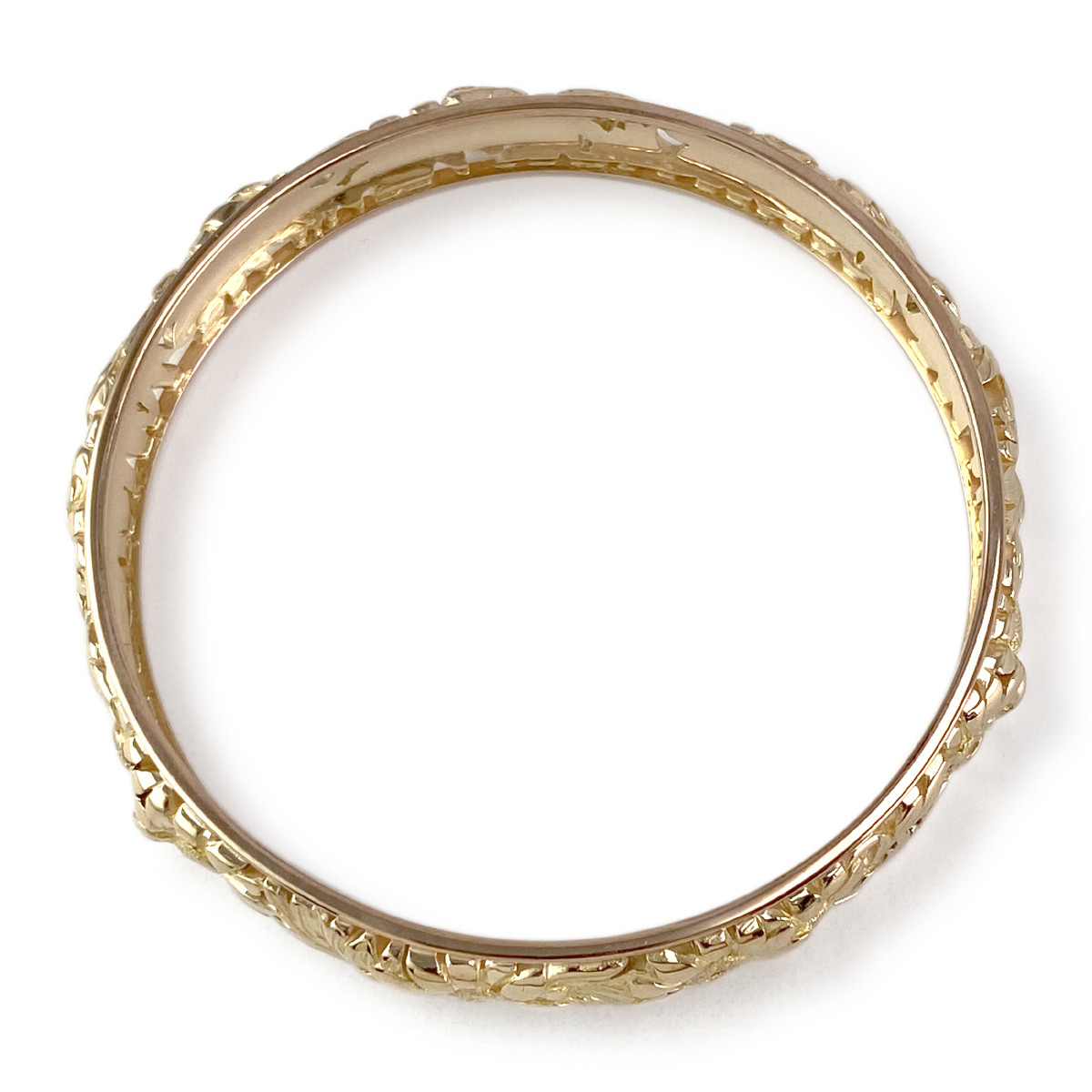 Bracelet d'occasion jonc or 750 jaune motif fleurs 62 mm - vue 3