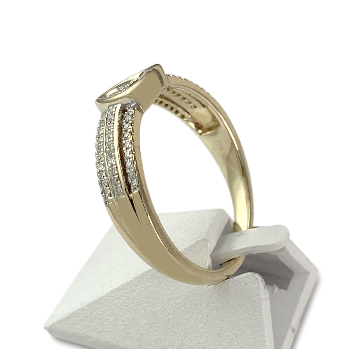 Bague d'occasion or 375 2 tons diamants - vue 2