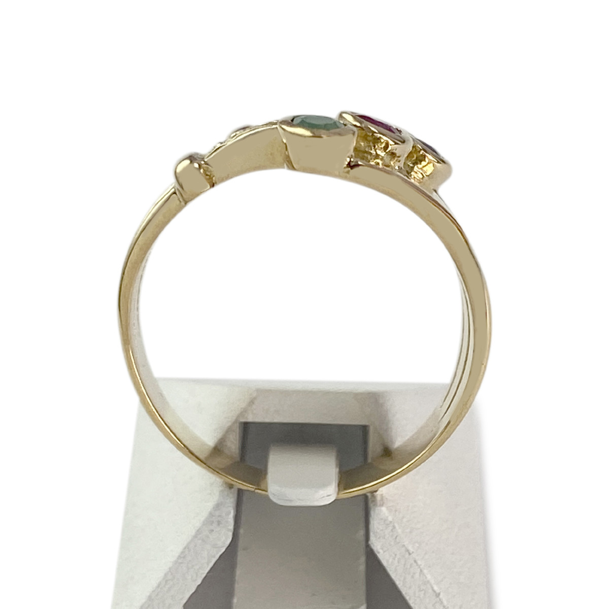 Bague d'occasion or 750 jaune rubis saphir émeraude zirconias - vue 3