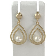 Boucles d'oreilles d'occasion or 750 jaune perles de culture de chine
