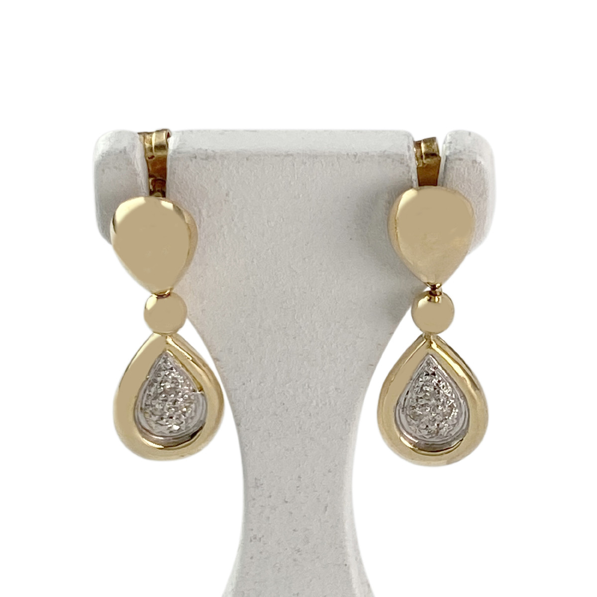 Boucles d'oreilles d'occasion or 750 2 tons diamants
