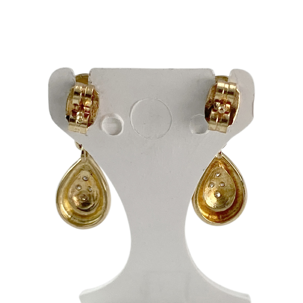 Boucles d'oreilles d'occasion or 750 2 tons diamants - vue 3