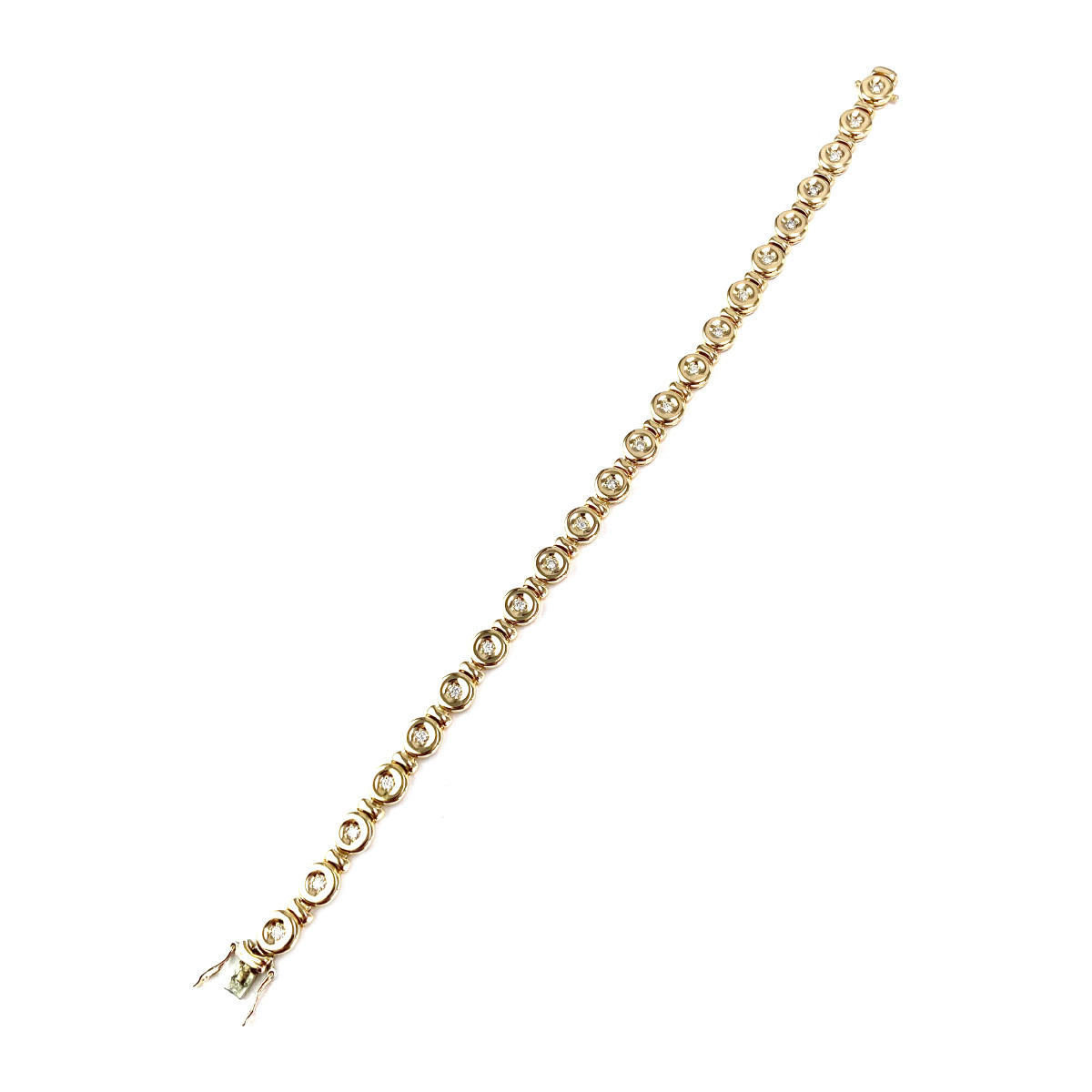 Bracelet d'occasion or 750 jaune diamants maille fantaisie 19 cm - vue 2