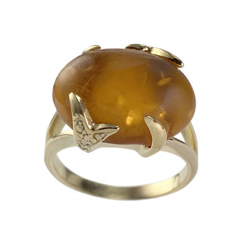 Bague d'occasion or 750 2 tons ambre