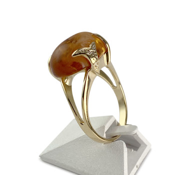 Bague d'occasion or 750 2 tons ambre