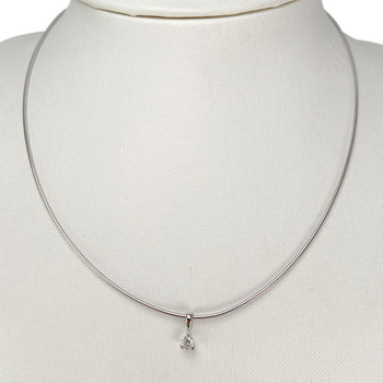 Collier d'occasion or 750 blanc maille oméga diamant 42 cm