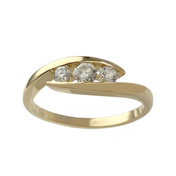 Tweedehands gouden ring 750 gele diamanten