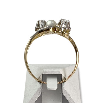 Bague d'occasion 2ors 750 diamants et perle de culture