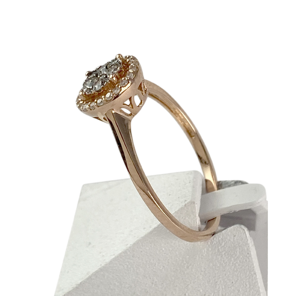 Bague d'occasion or 750 rose diamants - vue 2