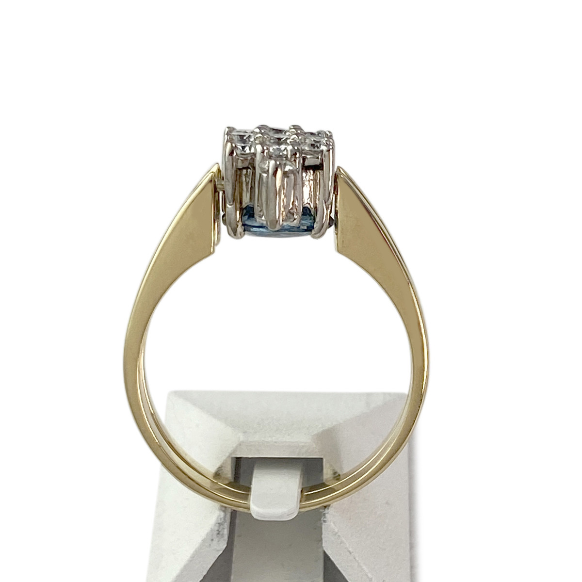 Bague d'occasion 2 ors 750 diamants aigue marine - vue 3