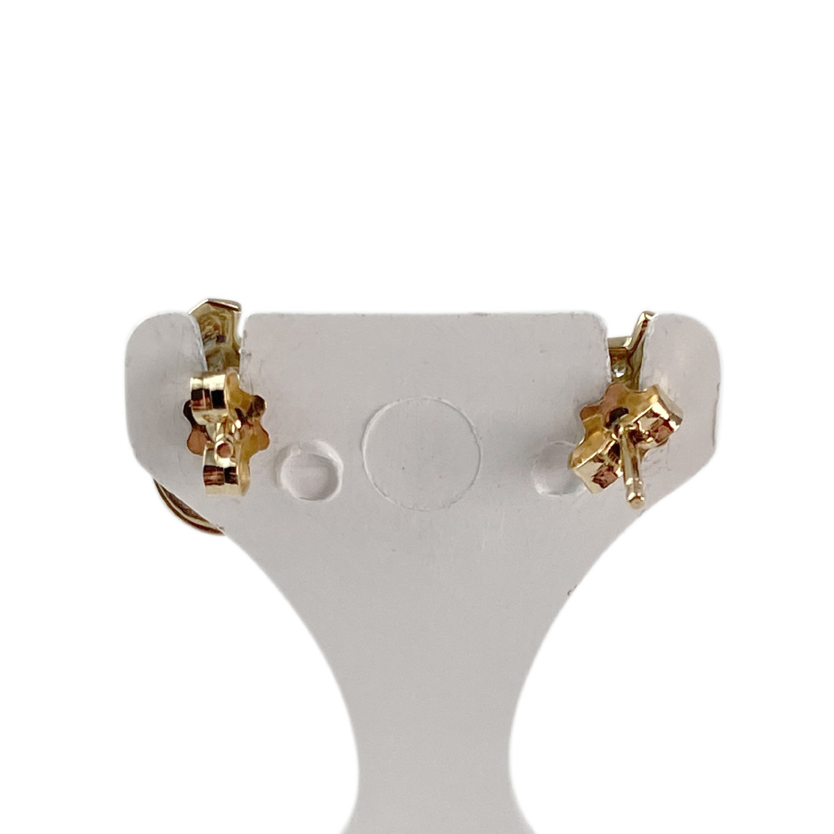 Boucles d'oreilles clous d'occasion or 750 2 tons rubis diamants - vue 3