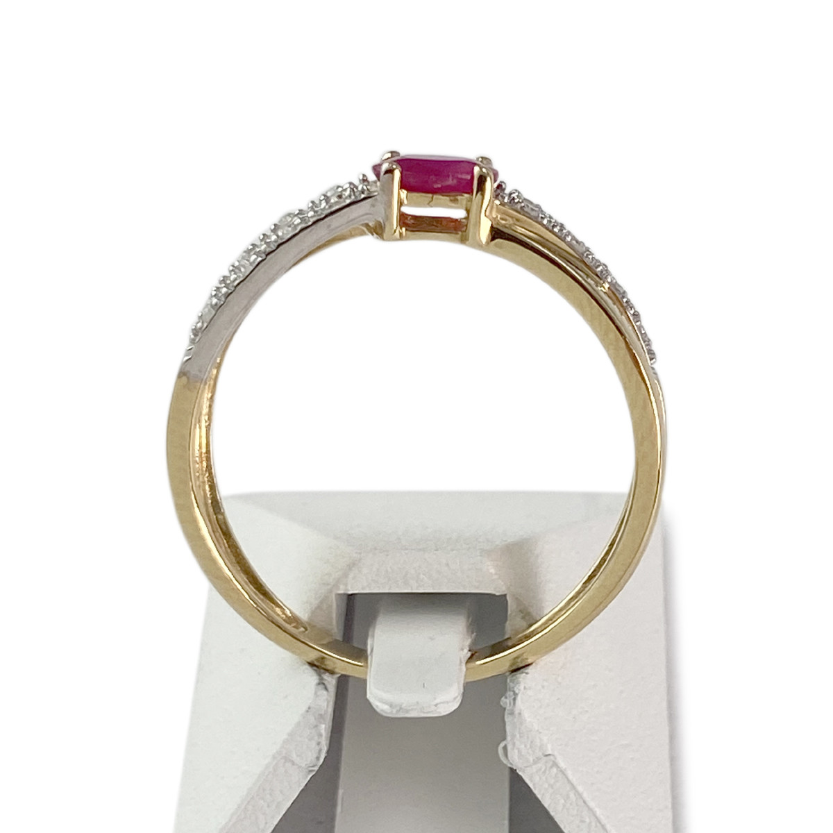 Bague d'occasion or 750 2 tons rubis diamants - vue 3
