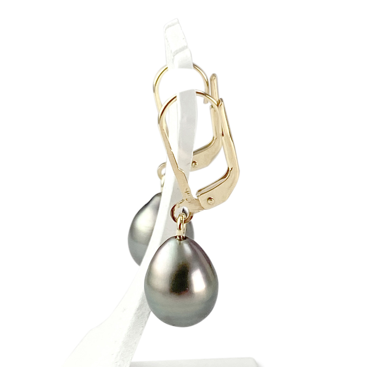 Boucles d'oreilles d'occasion or 750 jaune perles de tahiti - vue 2
