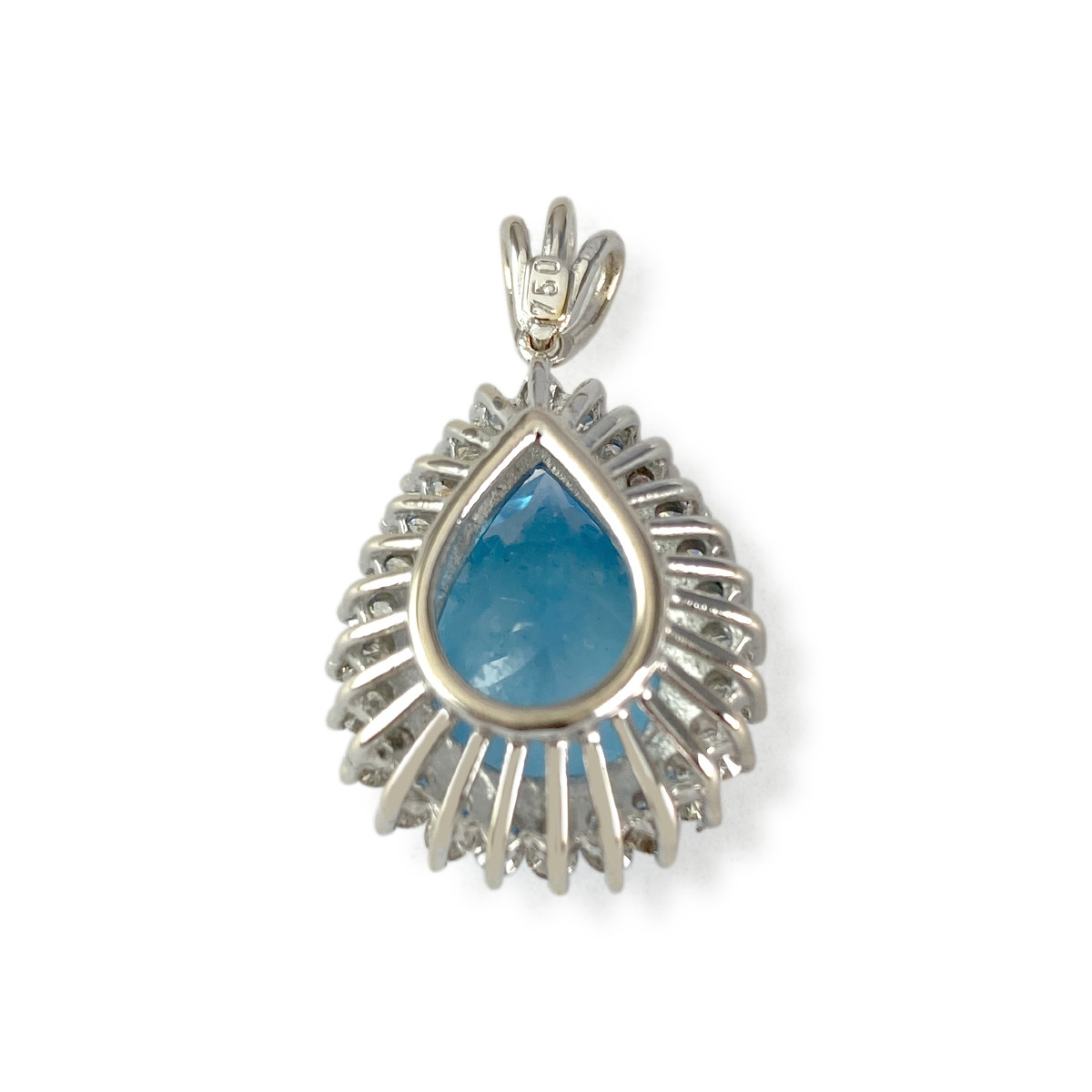 Pendentif d'occasion or 750 2 tons topaze bleue traitée diamants - vue 2