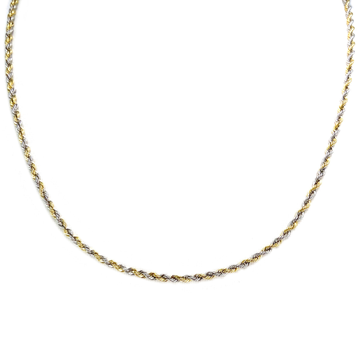 Collier d'occasion 2 ors 375 maille corde 40 cm