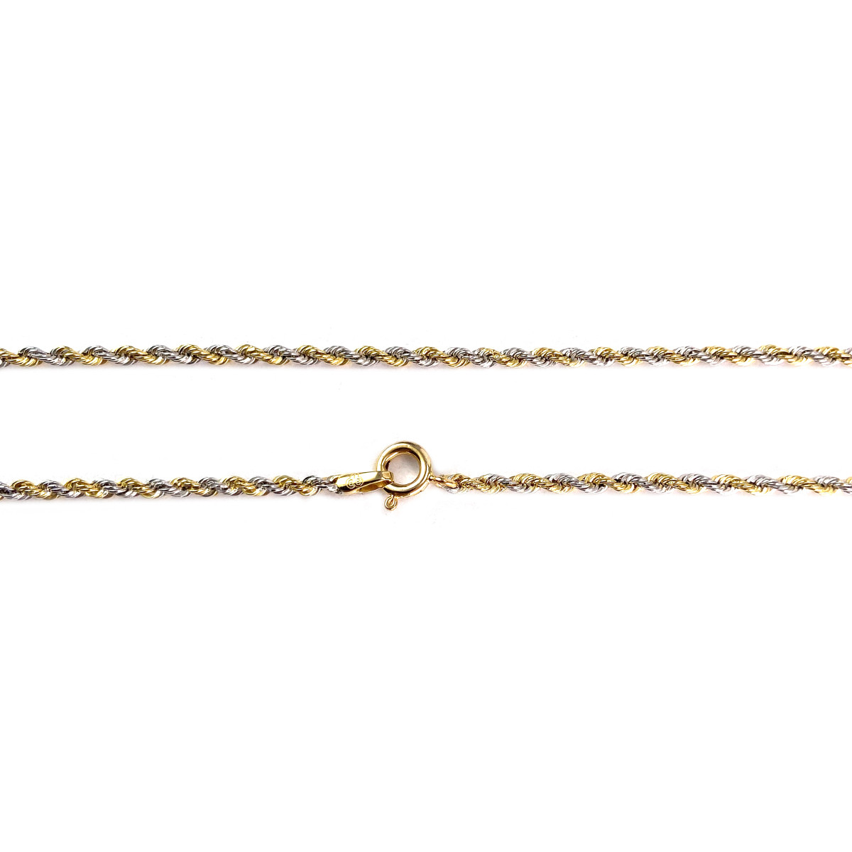 Collier d'occasion 2 ors 375 maille corde 40 cm - vue 3