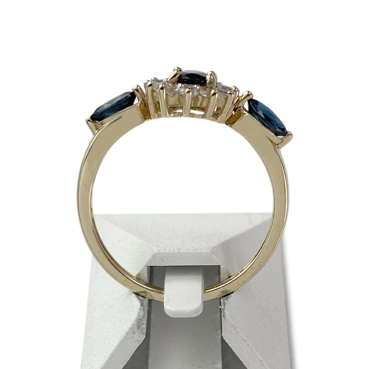 Bague d'occasion or 375 2 tons saphirs topazes blanches - vue 3