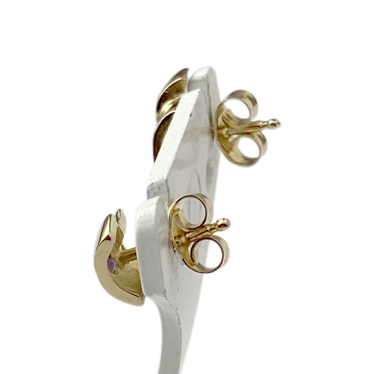 Boucles d'oreilles d'occasion or 750 jaune améthystes péridots - vue 2