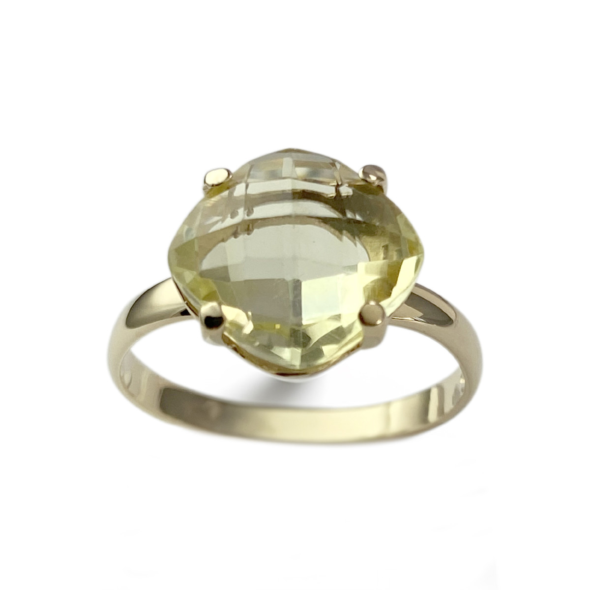 Bague d'occasion or 750 jaune quartz vert