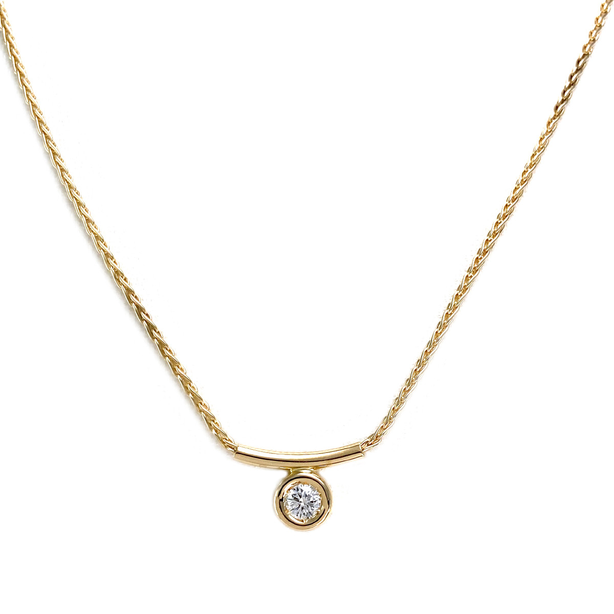 Collier d'occasion or 750 jaune maille palmier diamant 40 cm