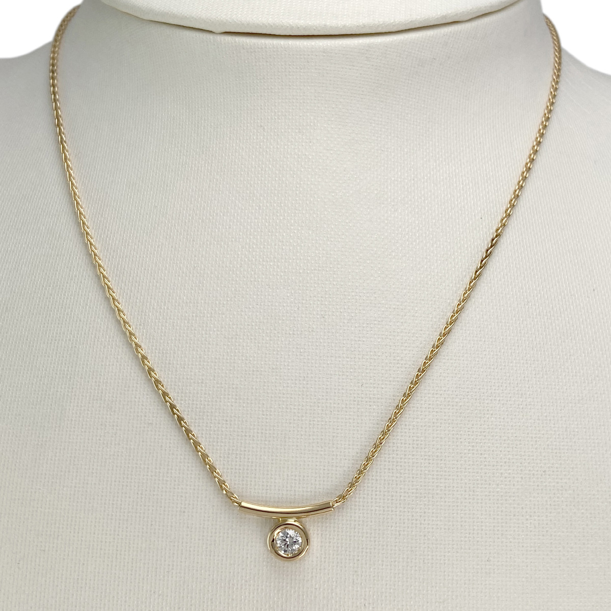 Collier d'occasion or 750 jaune maille palmier diamant 40 cm - vue 2