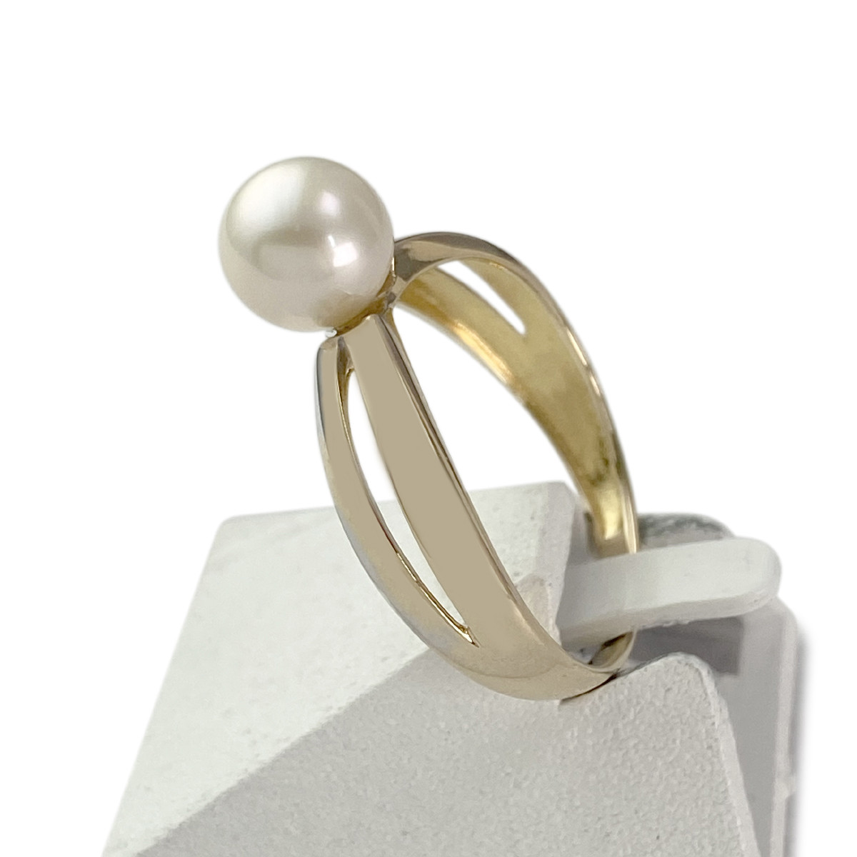 Bague d'occasion or 375 jaune et rhodié perle de culture - vue 2