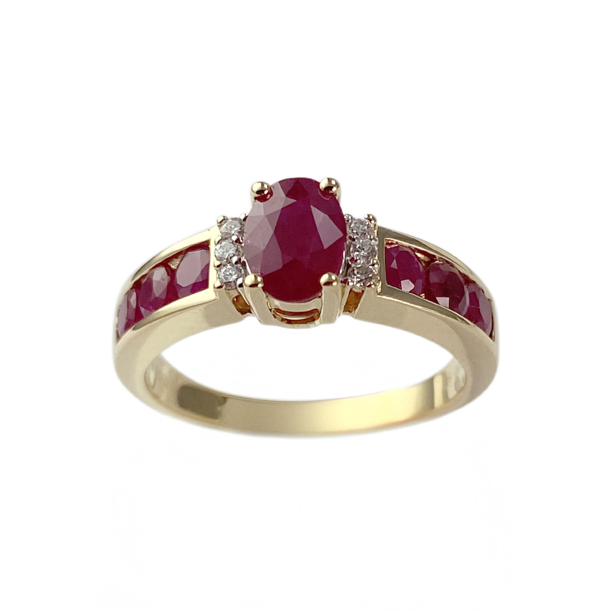 Bague d'occasion or 750 2 tons rubis et diamants