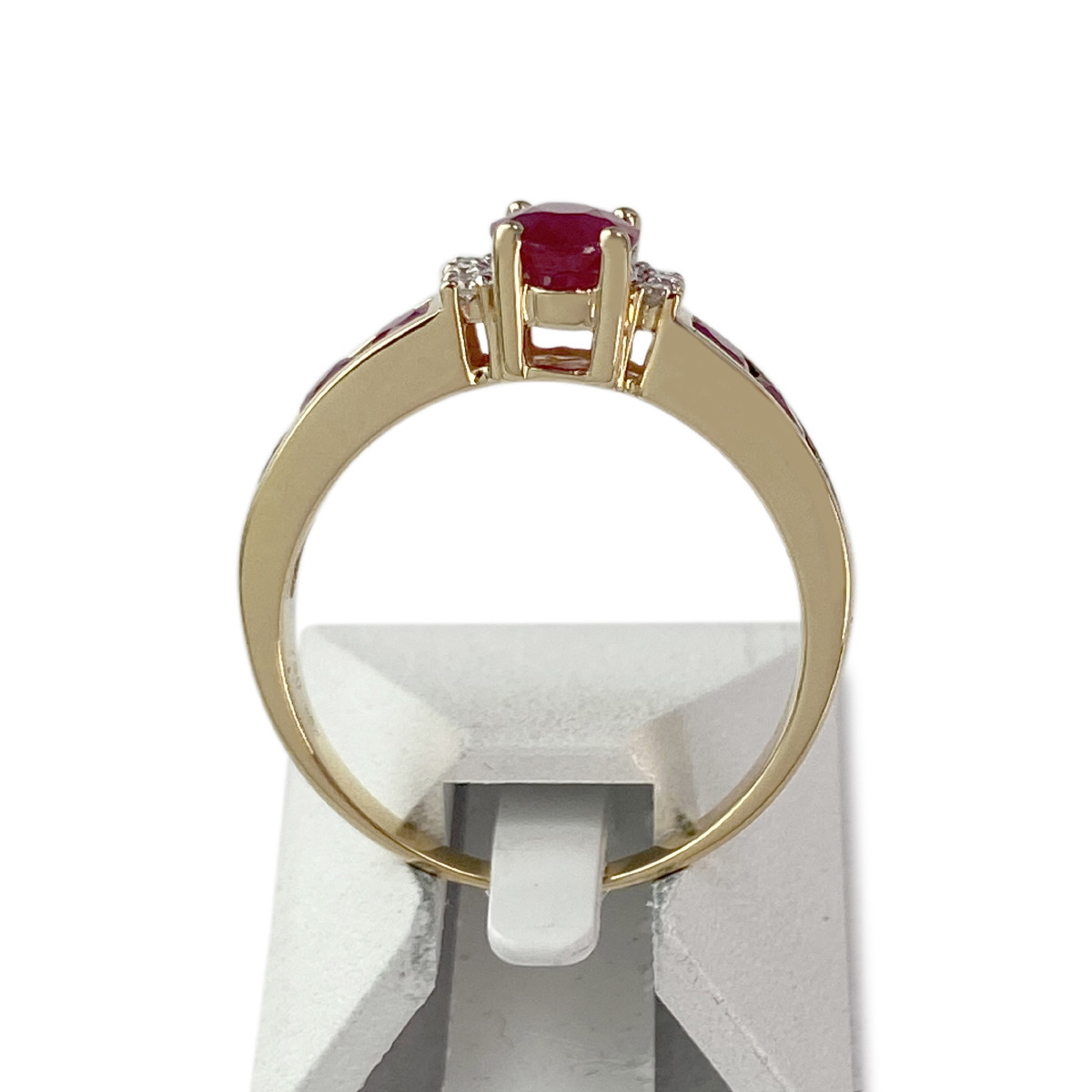 Bague d'occasion or 750 2 tons rubis et diamants - vue 3