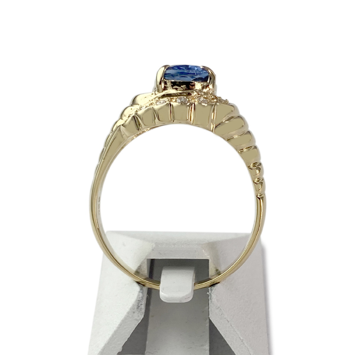Bague d'occasion or 750 jaune saphir diamants - vue 3