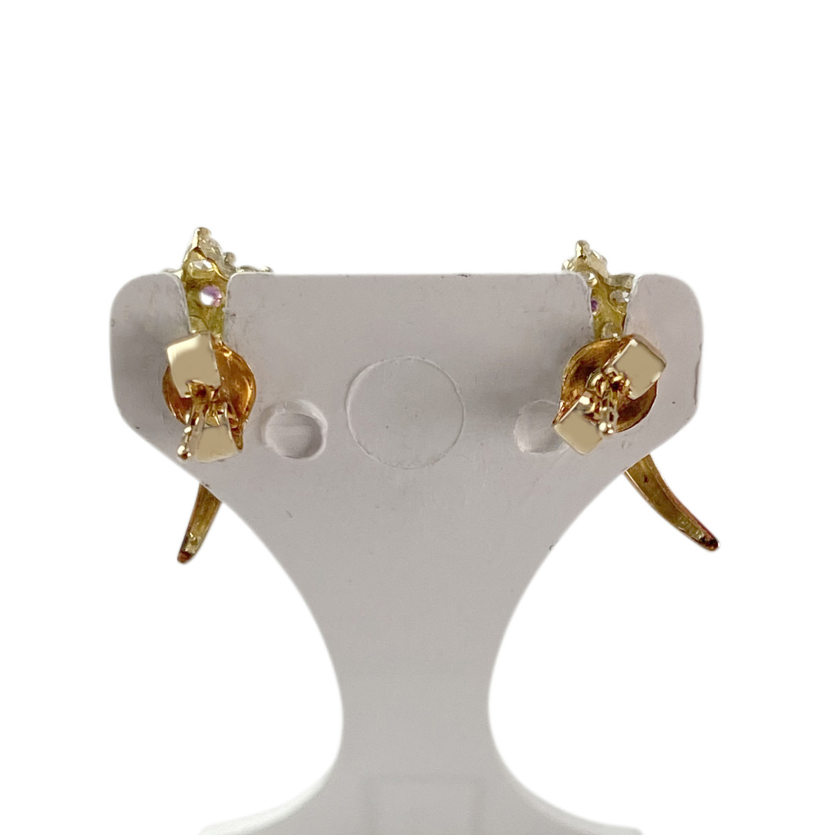 Boucles d'oreilles d'occasion or 750 jaune rubis zirconias - vue 3
