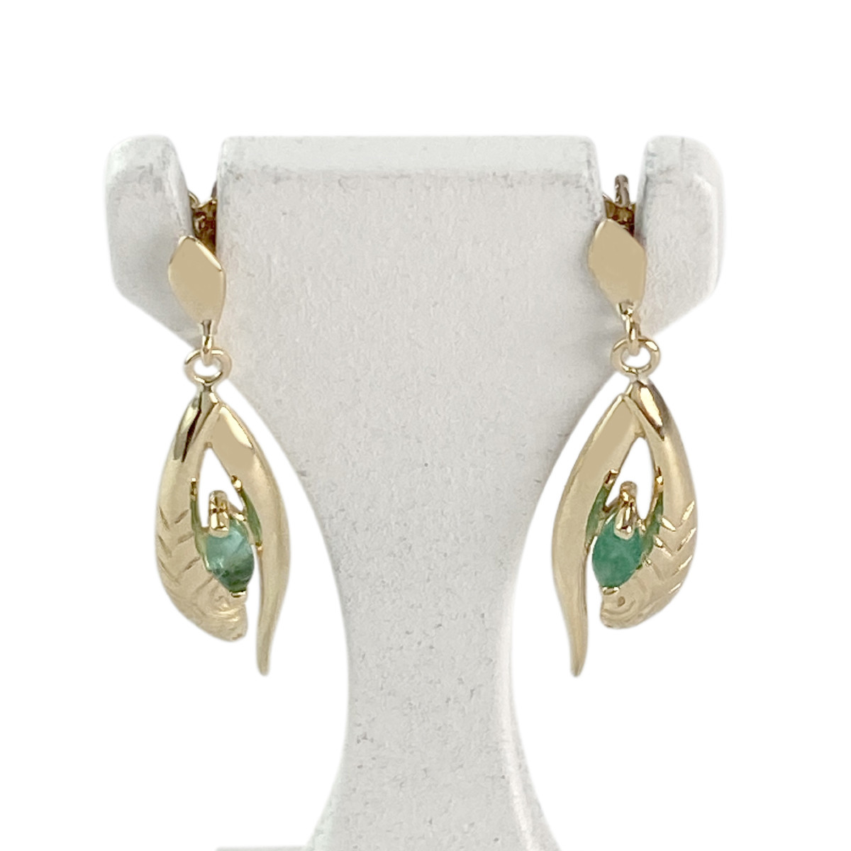 Boucles d'oreilles d'occasion or 750 jaune émeraudes
