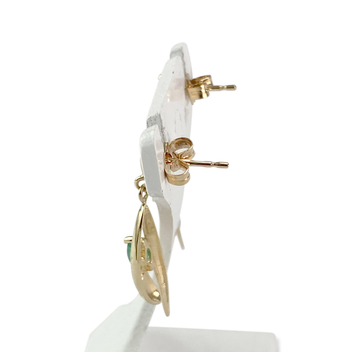 Boucles d'oreilles d'occasion or 750 jaune émeraudes - vue 2