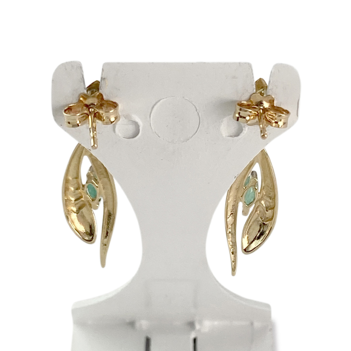 Boucles d'oreilles d'occasion or 750 jaune émeraudes - vue 3
