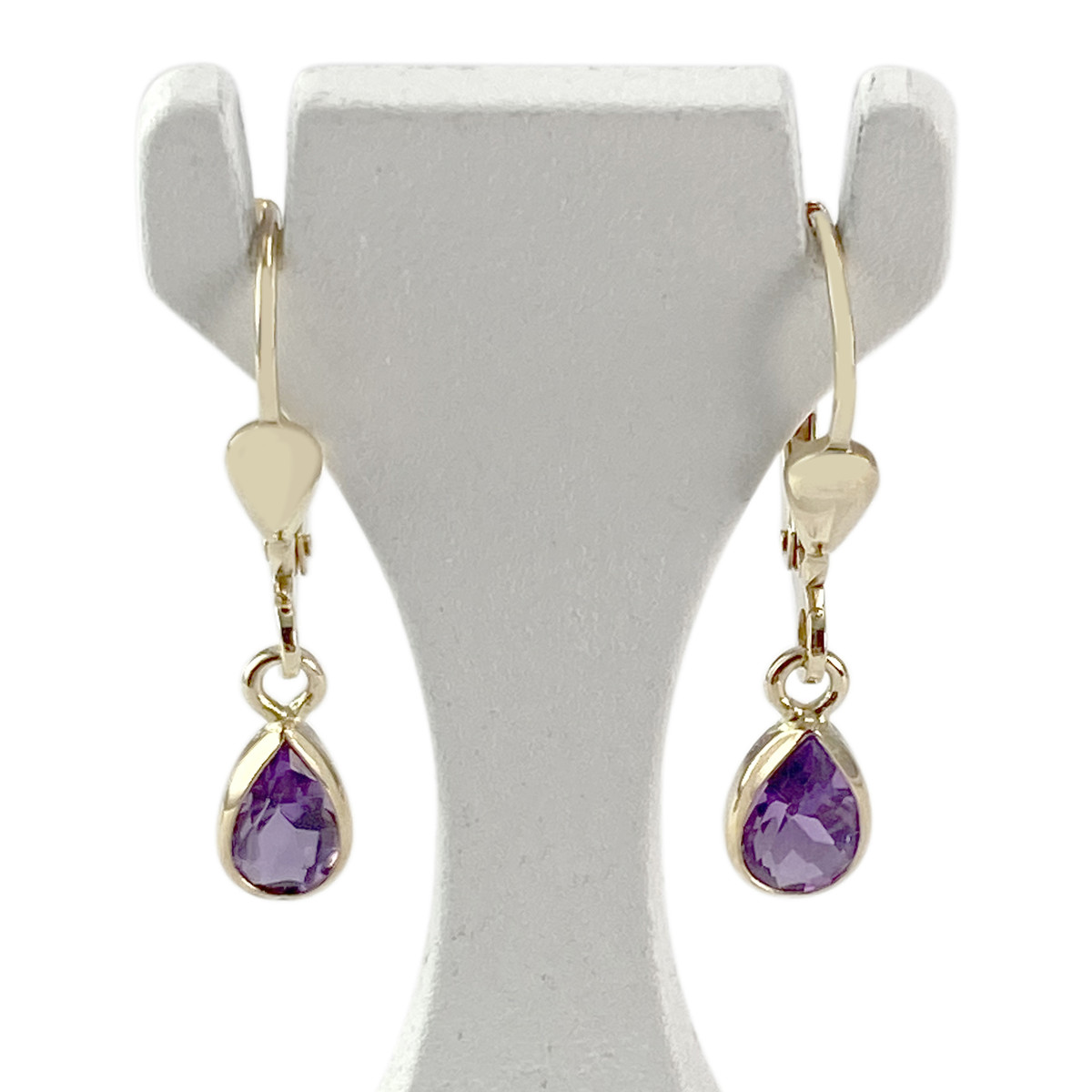 Boucles d'oreilles d'occasion or 750 jaune améthystes